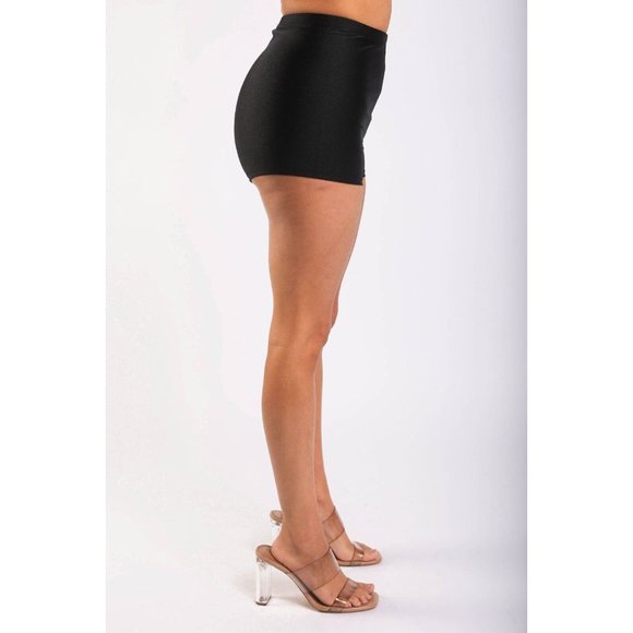 Women High Waist Shiny Tricot Stretchy Skinny Rave Dance Yoga Biker Shorts S M L - Picture 3 of 9